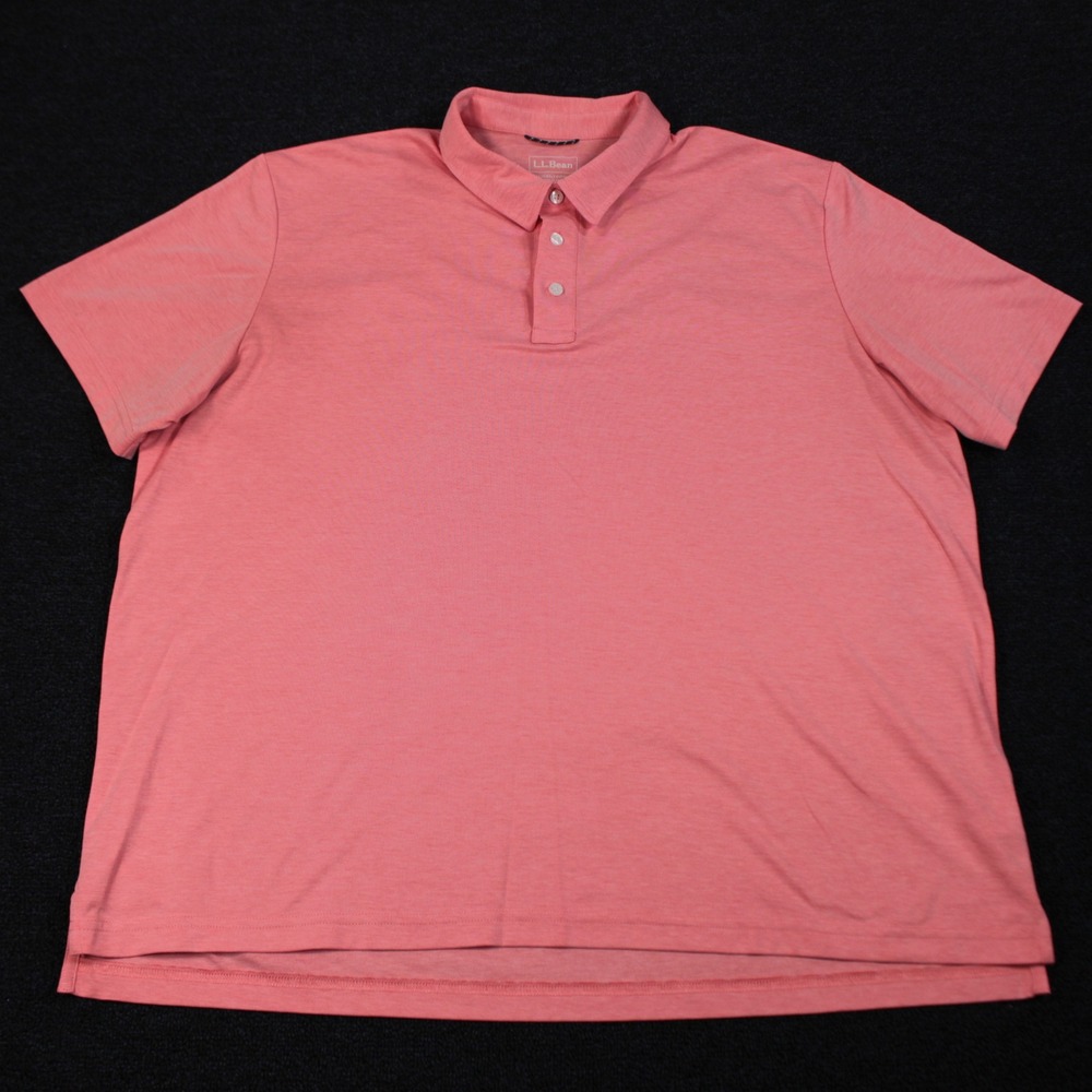 L.L. Bean Polo Mens XXL Comfort Stretch Performance Coral Pink Pima Cotton - Picture 2 of 9